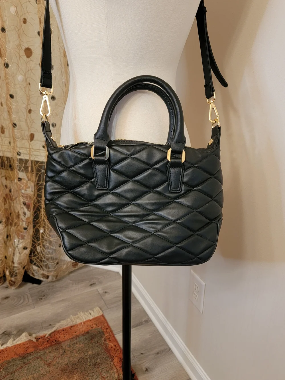 Steve Madden Black Quilted Satchel Crossbody